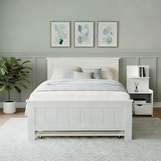 Evermore King Single Bed Frame and Bedside Table - White