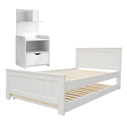 Evermore King Single Bed Frame and Bedside Table - White