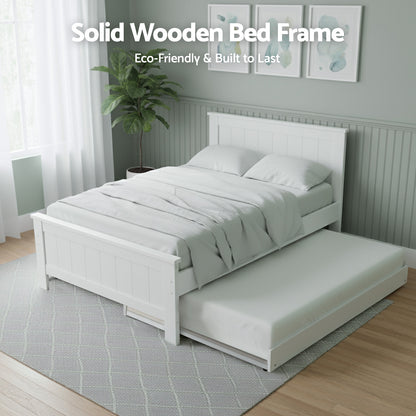 Evermore King Single Bed Frame and Bedside Table - White
