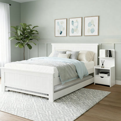 Evermore King Single Bed Frame and Bedside Table - White