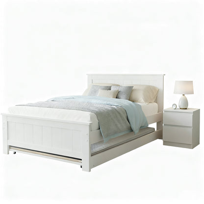Elvis King Single Bed Frame and Pepe Bedside Table - White