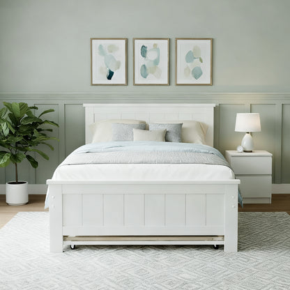 Elvis King Single Bed Frame and Pepe Bedside Table - White