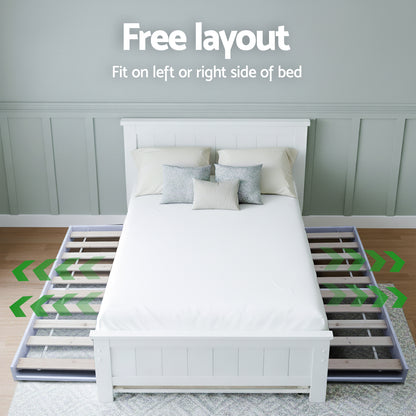 Elvis King Single Bed Frame and Pepe Bedside Table - White