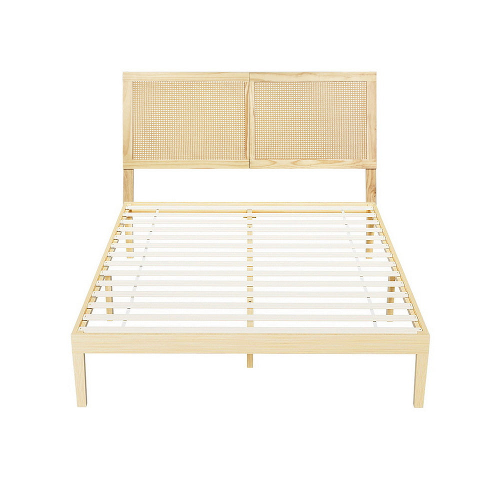 Bruno Double Rattan Bed Frame - Pine