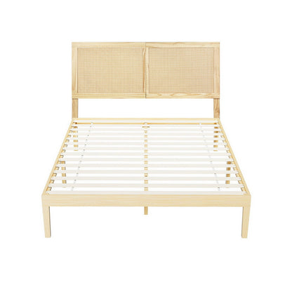 Bruno Double Rattan Bed Frame - Pine