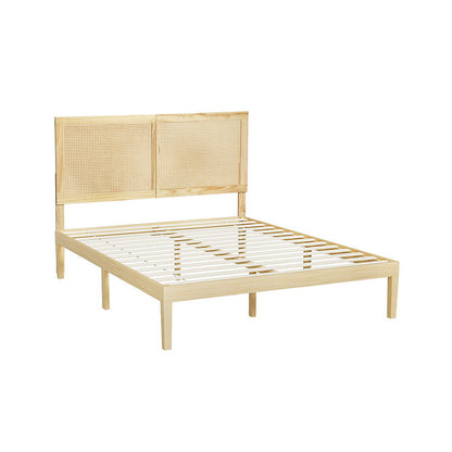 Bruno Double Rattan Bed Frame - Pine