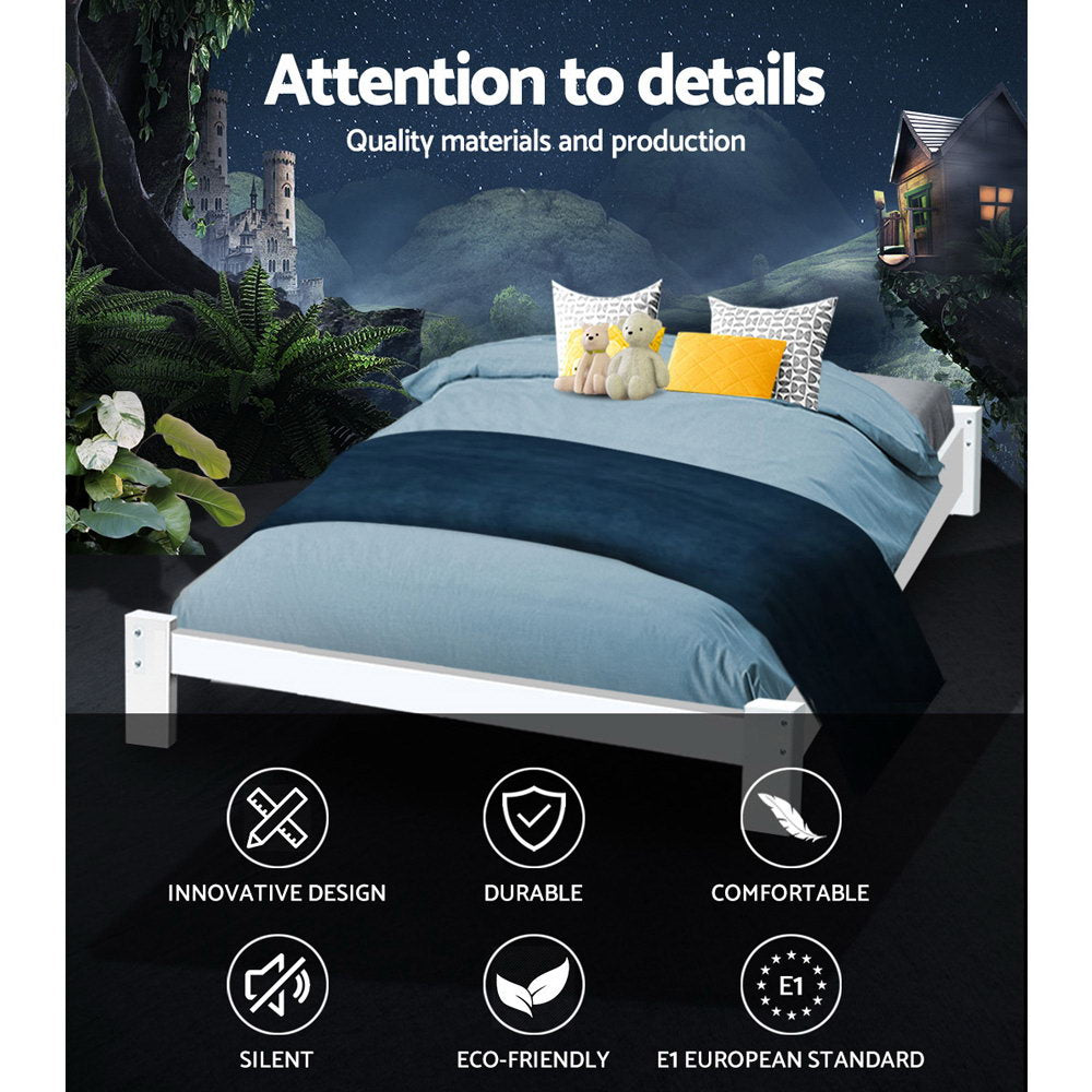 Jade Double Bed Frame - White