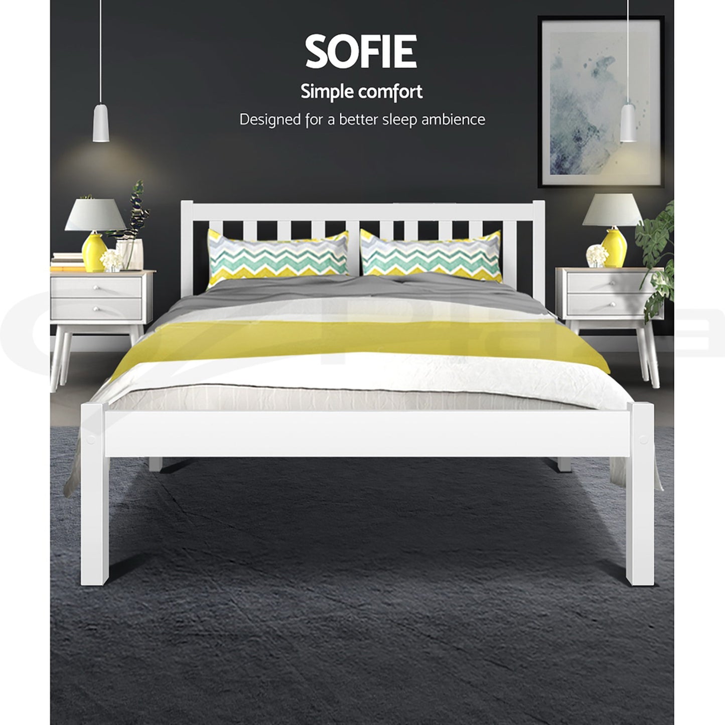 Sofie Queen Bed Frame - White