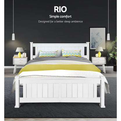Rio Double Bed Frame - White