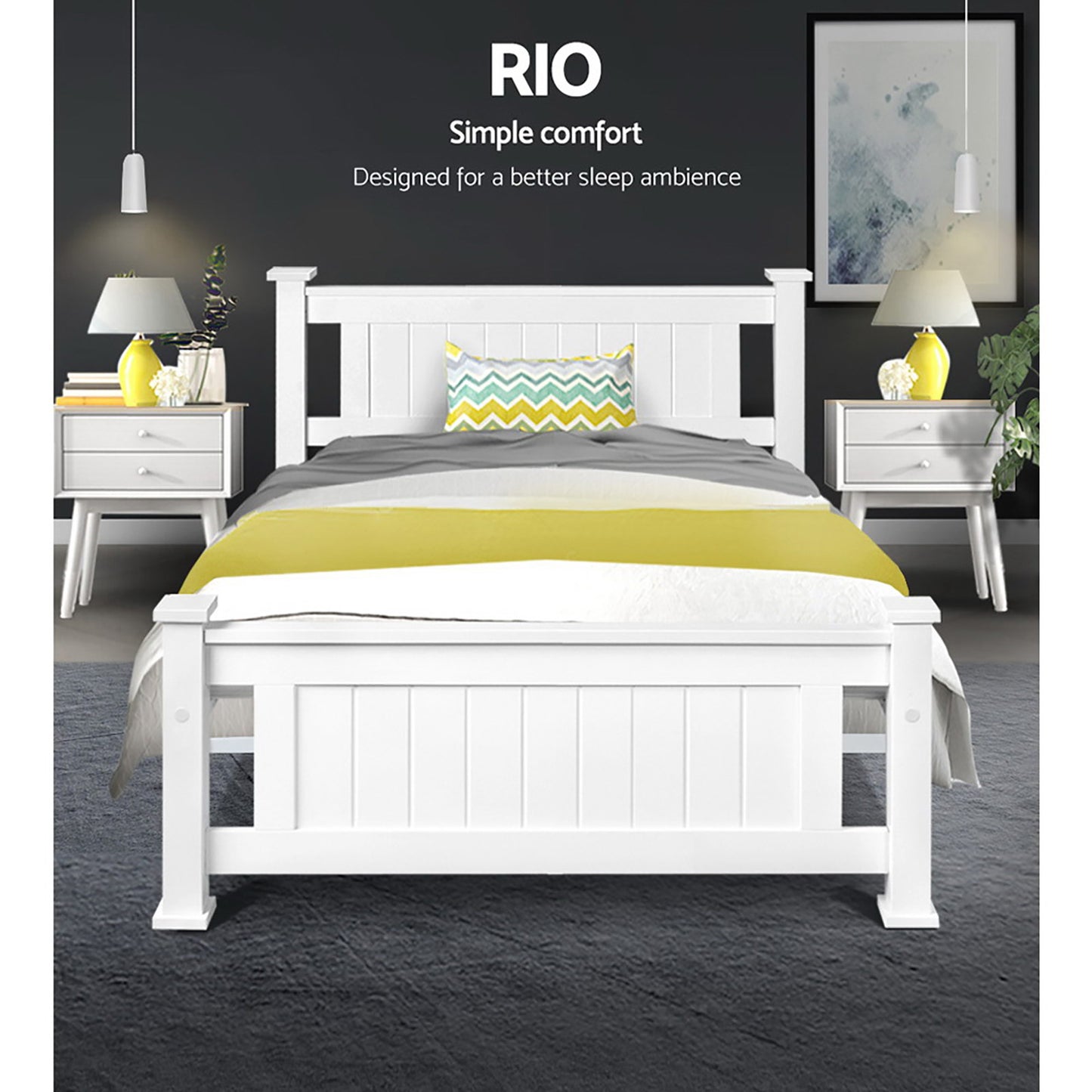 Rio King Single Bed Frame - White