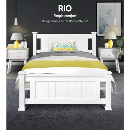Rio King Single Bed Frame - White