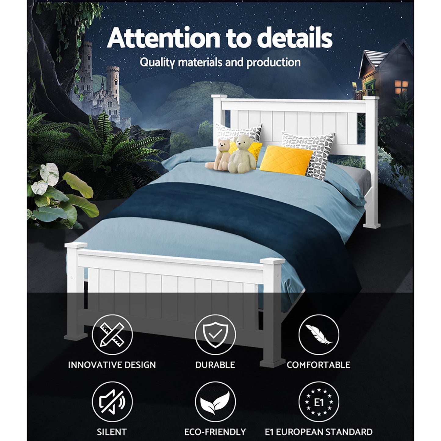 Rio King Single Bed Frame - White