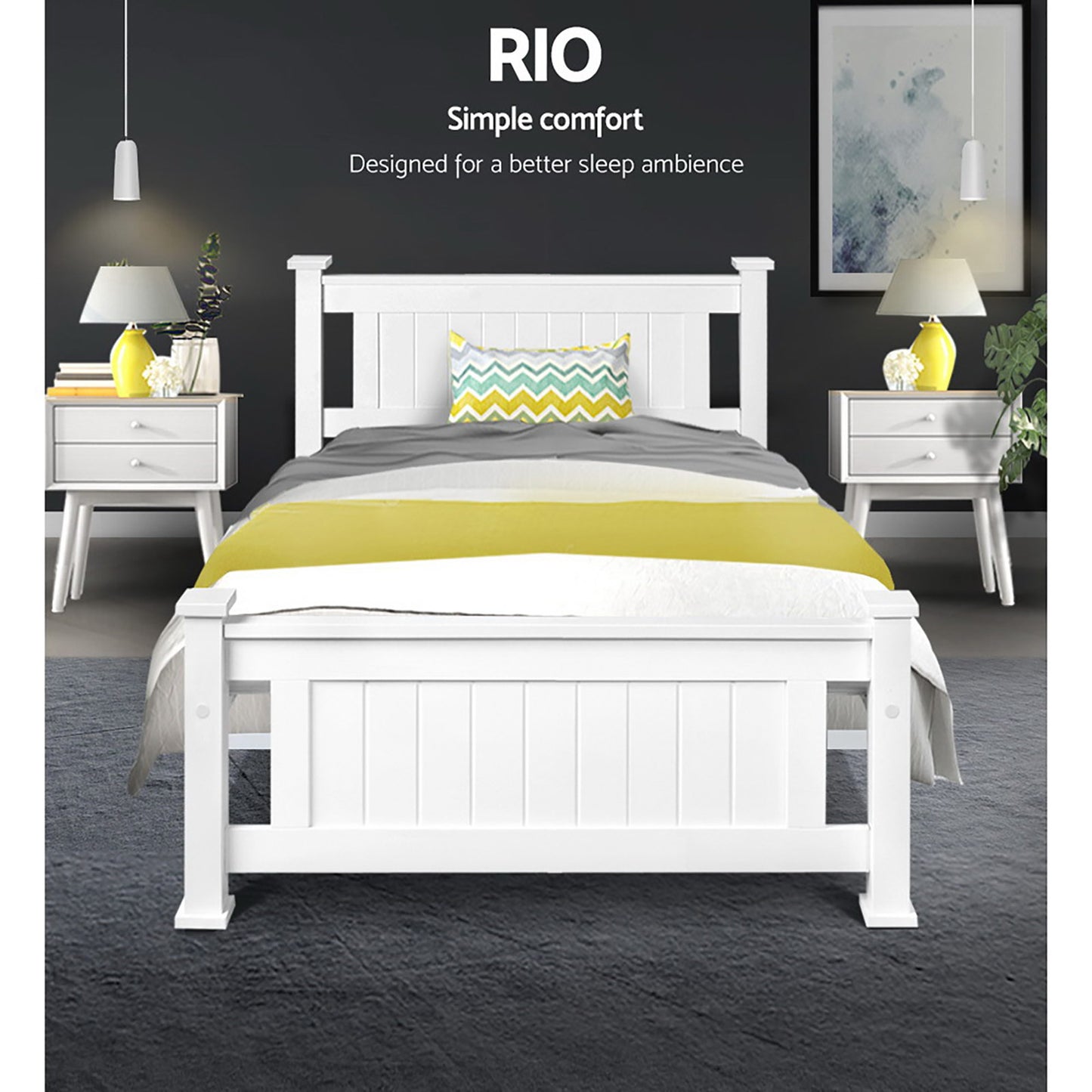 Rio Single Bed Frame - White