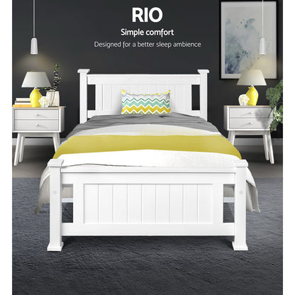 Rio Single Bed Frame - White