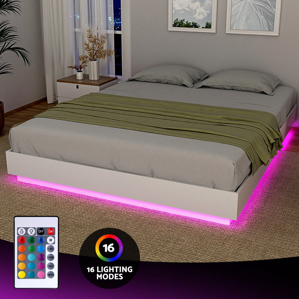 Dayglow Double LED Bed Frame - Pine