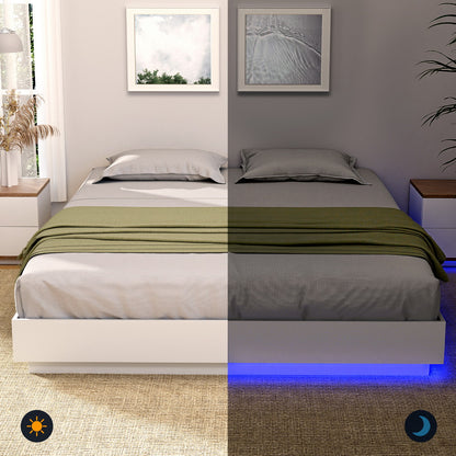 Dayglow Double LED Bed Frame - Pine