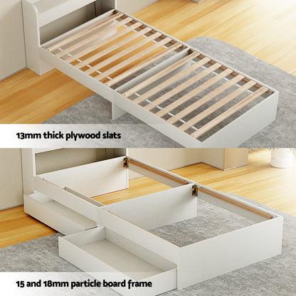 Aura Single Bed Frame with Charging Ports and 2 Drawers