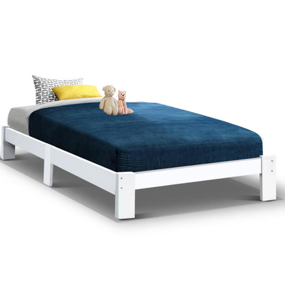 Jade King Single Bed Frame - White