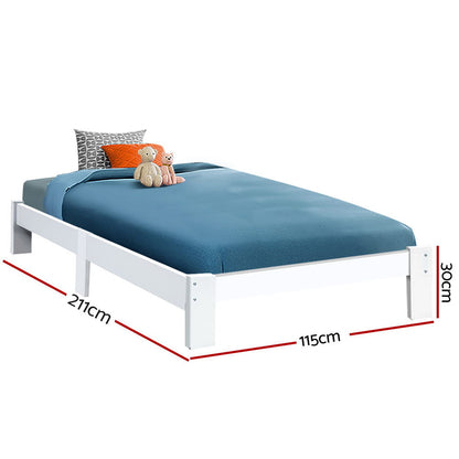 Jade King Single Bed Frame - White