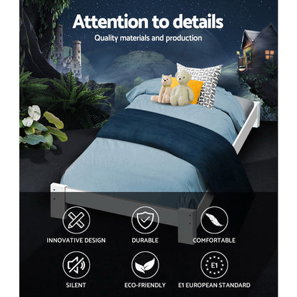 Jade King Single Bed Frame - White