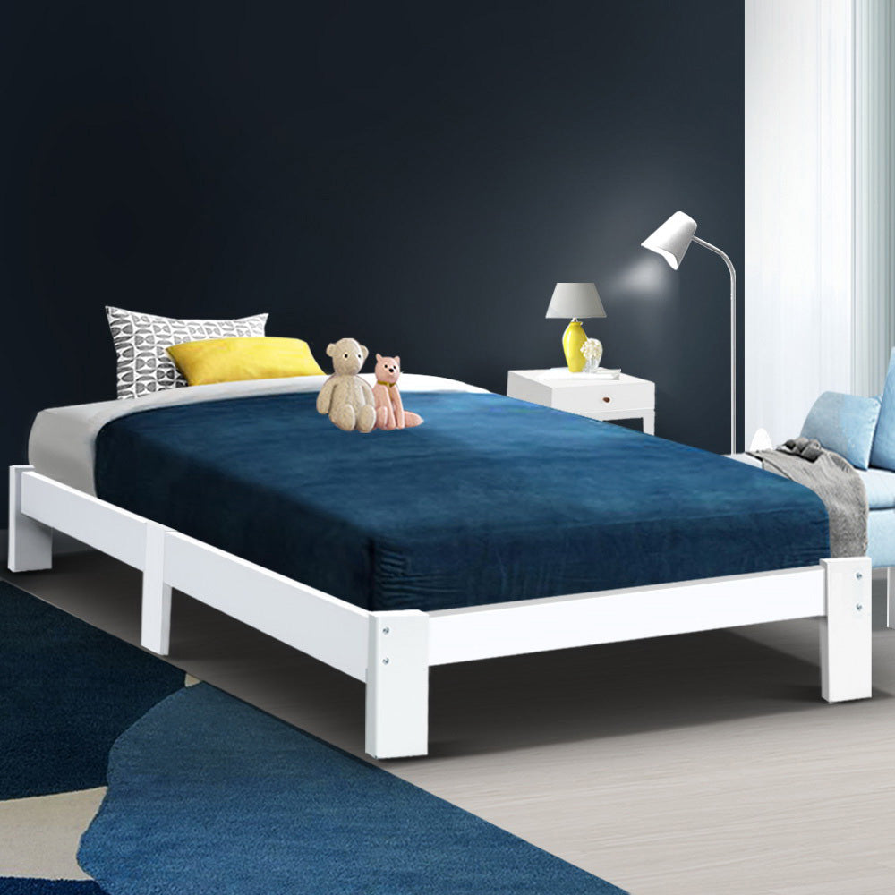 Jade King Single Bed Frame - White
