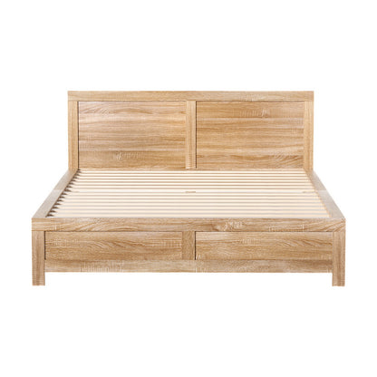 Oatmeal Double Bed Frame - Acacia Wood