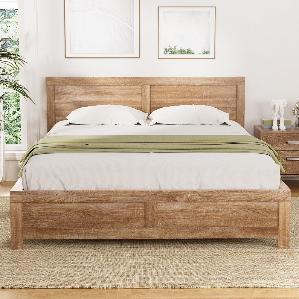 Oatmeal Double Bed Frame - Acacia Wood