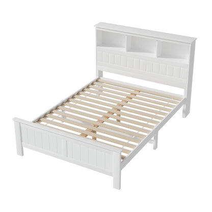 Conqueror Double Bed Frame with 3 Shelves - White
