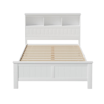 Conqueror Double Bed Frame with 3 Shelves - White