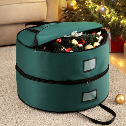 Christmas Garland Wreath Storage Bag 2-Tier Ornaments Holder 60cm