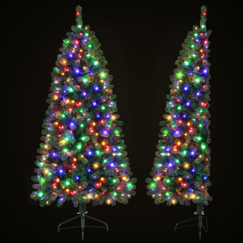 1.8M LED Christmas Tree Corner Xmas Tree Half 8 Modes Multi-color