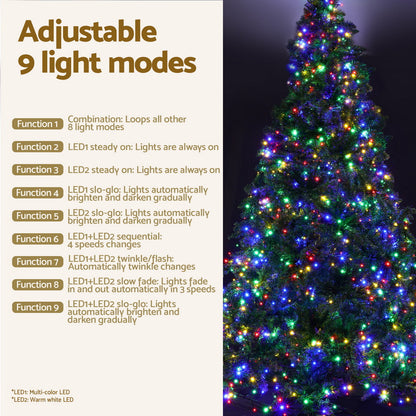 Christmas Tree 2.1m Xmas Tree Decoration 8 Light Mode Multi Colour