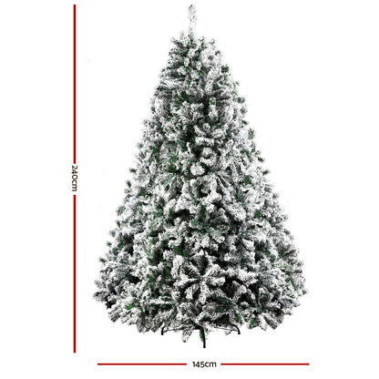 Christmas Tree 2.4M Xmas Tree Decorations Snow Flocked 1500 Tips