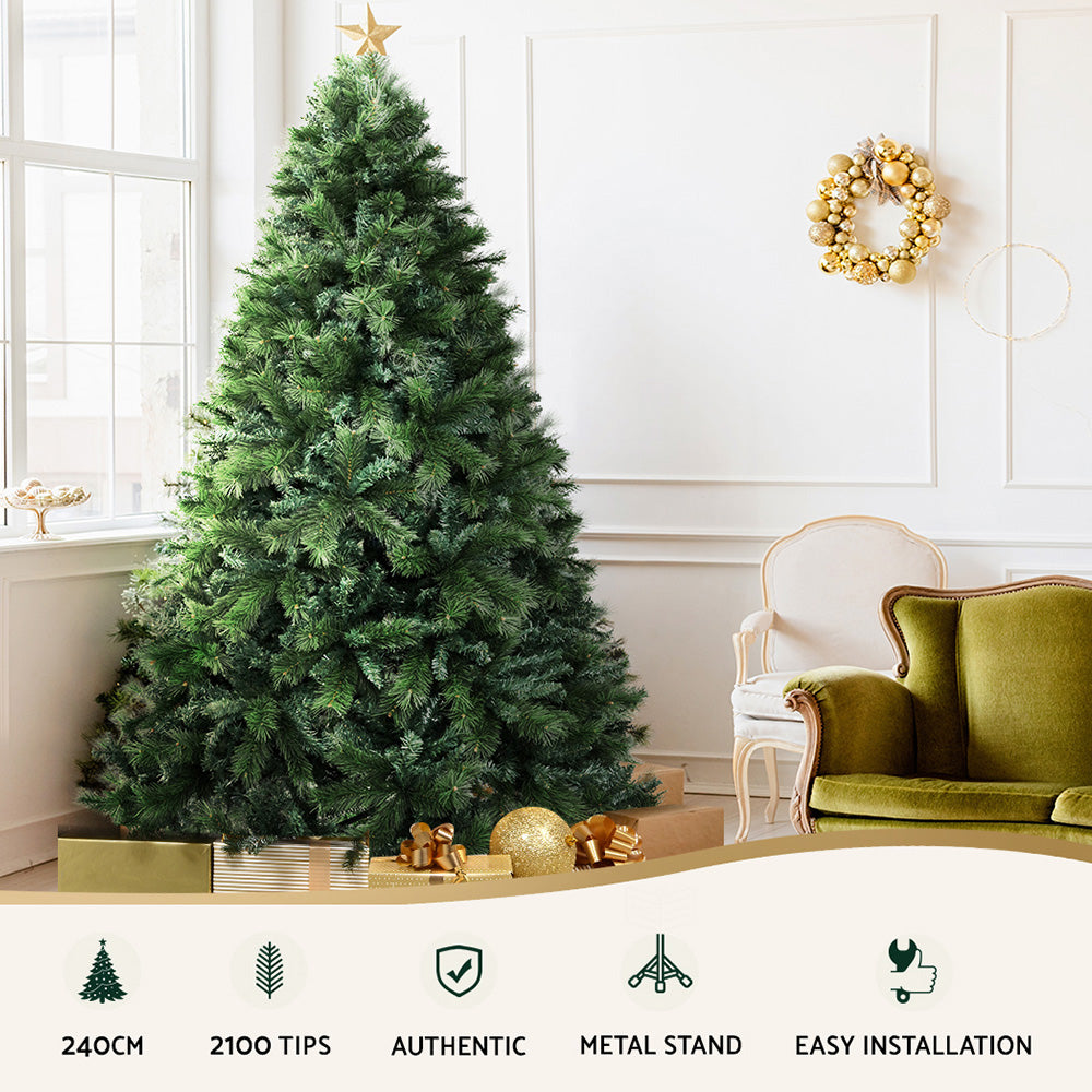 Christmas Tree 2.4M Xmas Tree Decorations Pine Needles 2100 Tips