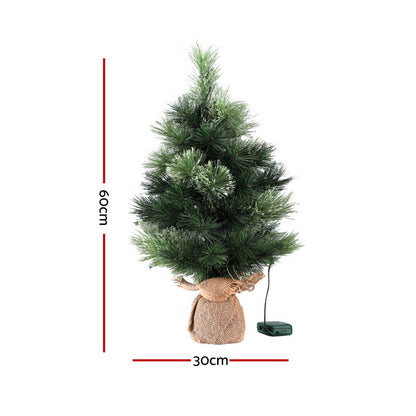 60CM Mini Tabletop Christmas Tree 8 Light Modes Timer Xmas Tree