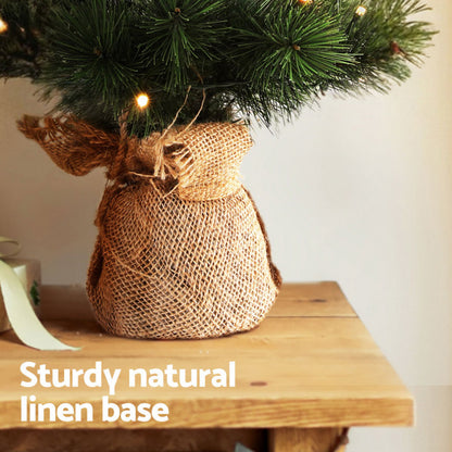 60CM Mini Tabletop Christmas Tree 8 Light Modes Timer Xmas Tree