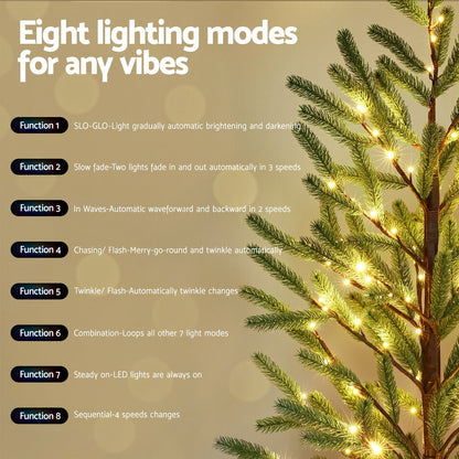 1.8M Pre-lit LED Christmas Tree Xmas Tree 8 Modes Party Decoration
