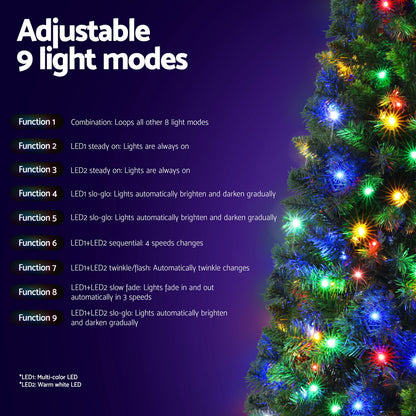 1.8M Pre-lit Christmas Tree 8 Mode Multi Colour 200 LED Light Xmas