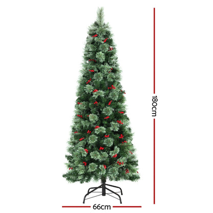 Christmas Tree 1.8M LED Xmas Tree Party Decorations Red Barries