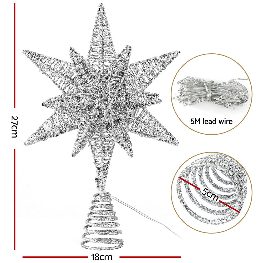 3D Christmas Tree Topper Star LED Decorations Xmas Party Timer