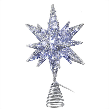 3D Christmas Tree Topper Star LED Decorations Xmas Party Timer