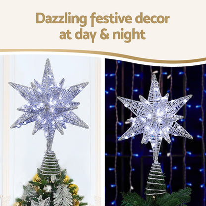 3D Christmas Tree Topper Star LED Decorations Xmas Party Timer
