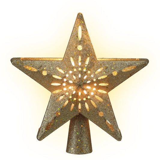 Christmas Tree Topper Star Snowflake Projector Party Glitter Gold