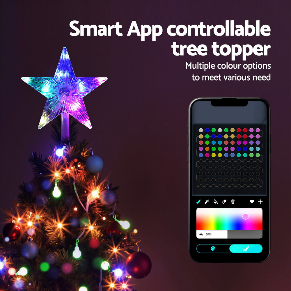 Christmas Tree Topper Star RGB LED Xmas Decor 80 Modes APP Control