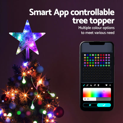 Christmas Tree Topper Star RGB LED Xmas Decor 80 Modes APP Control