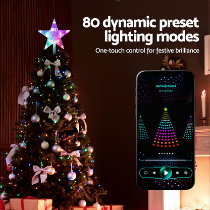 Christmas Tree Topper Star RGB LED Xmas Decor 80 Modes APP Control