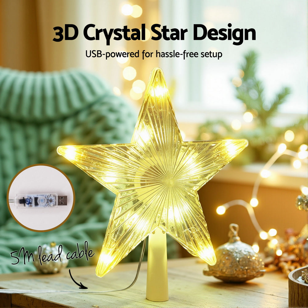 Christmas Tree Topper Star RGB LED Xmas Decor 80 Modes APP Control