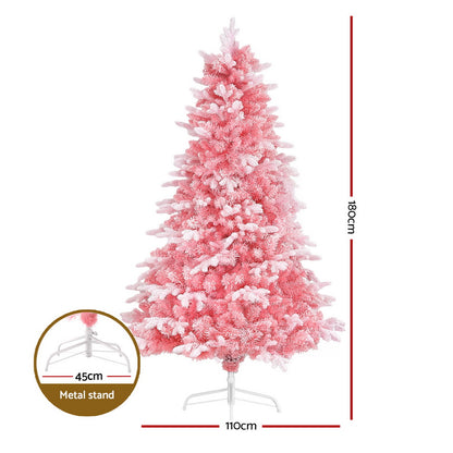Christmas Tree 1.8m Pink Xmas Tree Snowy Party Decor 810 Tips