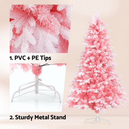 Christmas Tree 1.8m Pink Xmas Tree Snowy Party Decor 810 Tips