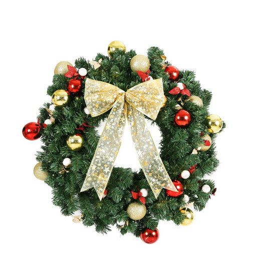 Christmas Wreath 60CM LED Garland Berries Bow Baubles Xmas Decor